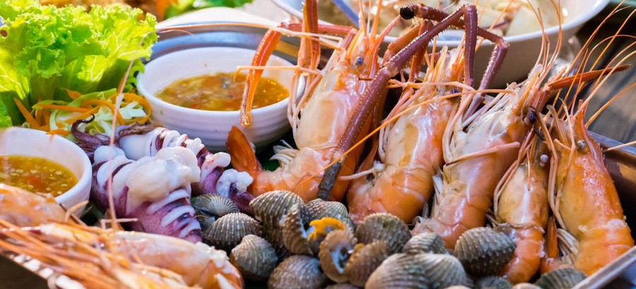 Seafood by Nha Trang's waterfront.