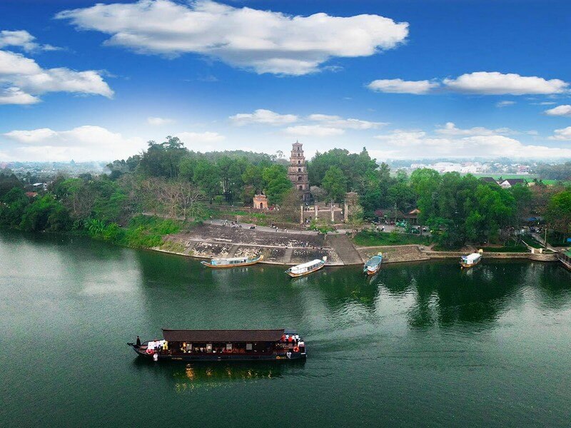 The 400-year-old temple located alongside the Perfume River.