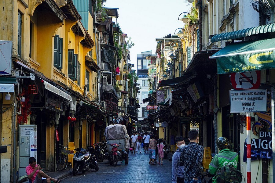 The Old Quarter in Hanoi: Bustling with street food stalls and sidewalk cafes, this historic district is a culinary delight.