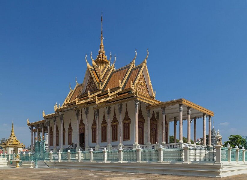 The Silver Pagoda is located within the grounds of the Royal Palace in Phnom Penh.