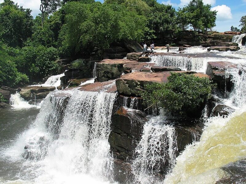 The aerial view of Kbal Chhay Waterfall scenery.
